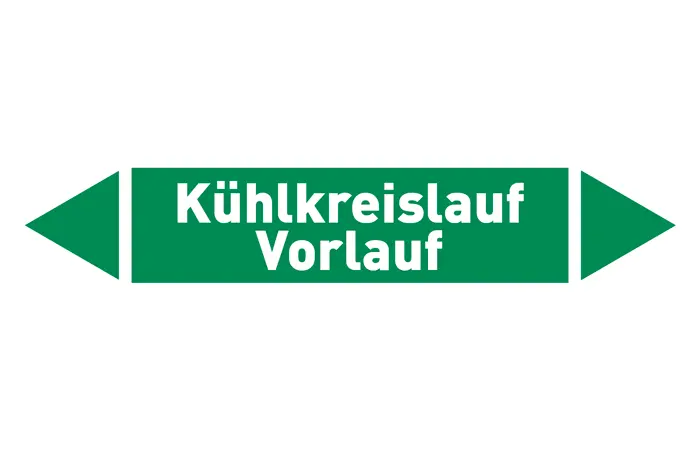Pfeil Kühlkreislauf Vorlauf grün/weiß 125x25 mm