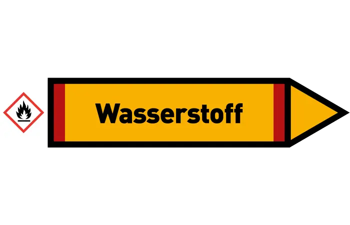 Pfeil rechts Wasserstoff gelb/schwarz 125x25 mm