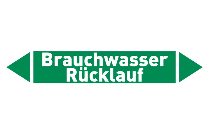 Pfeil Brauchwasser Rücklauf grün/weiß 215x40 mm