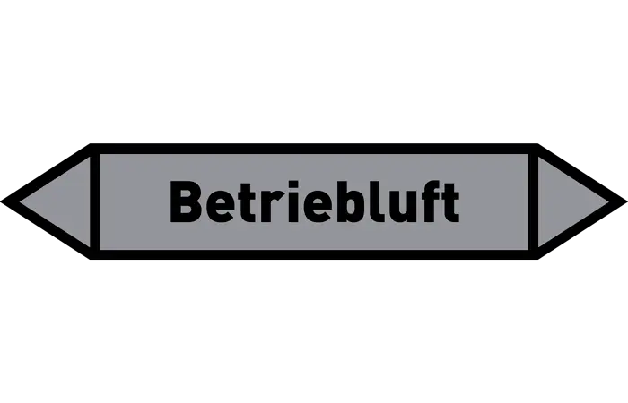Pfeil Betriebluft grau/schwarz 215x40 mm