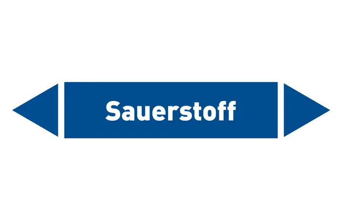 Pfeil Sauerstoff blau/weiß 125x25 mm