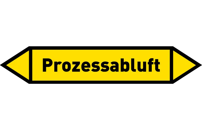 Pfeil Prozessabluft gelb/schwarz 215x40 mm