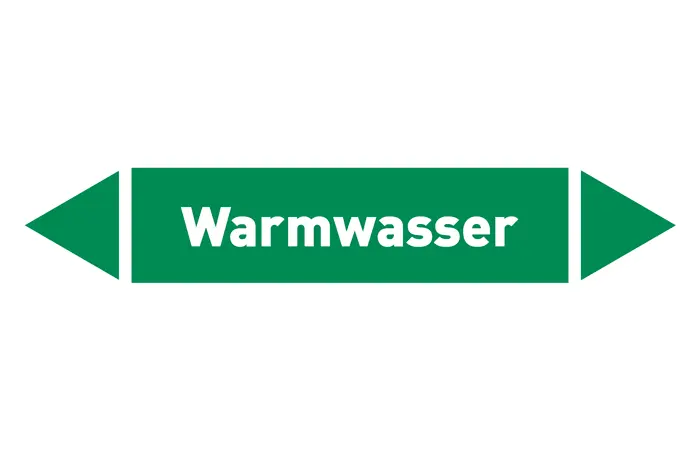 Pfeil Warmwasser grün/weiß 125x25 mm