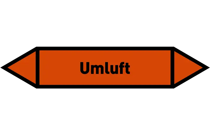 Pfeil Umluft orange/schwarz 125x25 mm