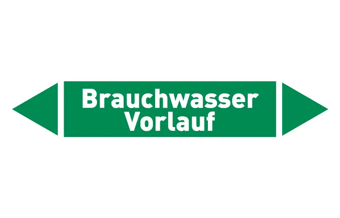 Pfeil Brauchwasser Vorlauf grün/weiß 125x25 mm