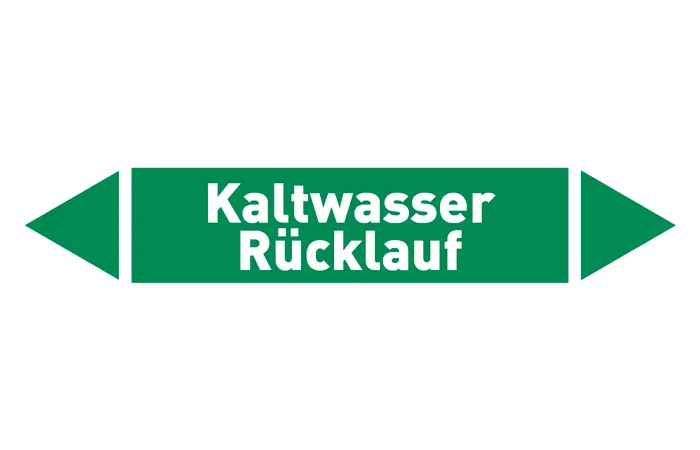 Pfeil Kaltwasser Rücklauf grün/weiß 125x25 mm