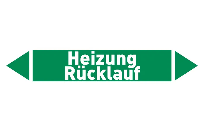 Pfeil Heizung Rücklauf grün/weiß 215x40 mm