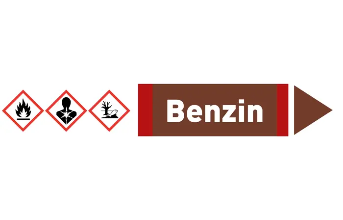 Pfeil rechts Benzin braun/weiß 215x40 mm