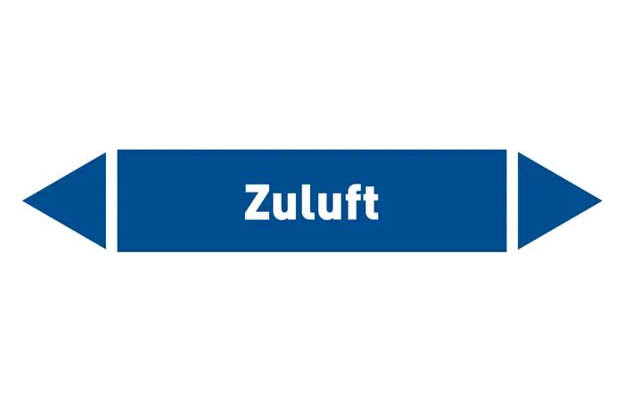 Pfeil Zuluft blau/weiß 125x25 mm