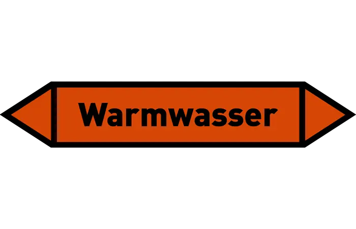 Pfeil Warmwasser orange/schwarz 215x40 mm