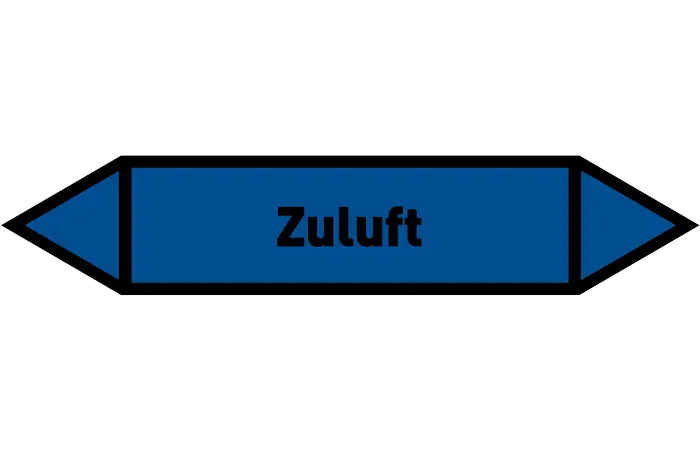 Pfeil Zuluft blau/schwarz 125x25 mm