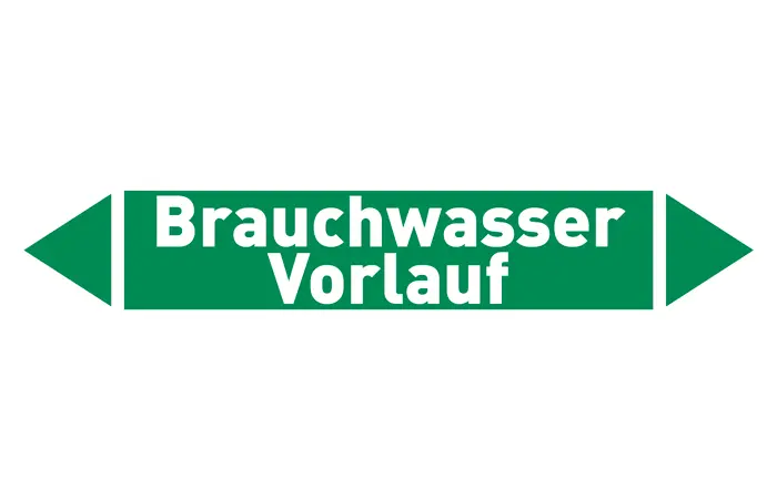 Pfeil Brauchwasser Vorlauf grün/weiß 215x40 mm