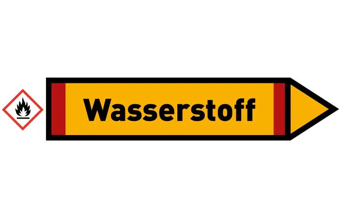 Pfeil rechts Wasserstoff gelb/schwarz 215x40 mm