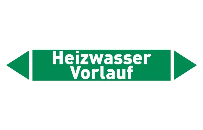 Pfeil Heizwasser Vorlauf grün/weiß 215x40 mm