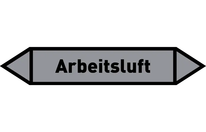 Pfeil Arbeitsluft grau/schwarz 215x40 mm