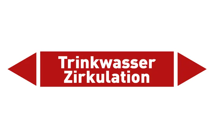 Pfeil Trinkwasser Zirkulation rot/weiß 125x25 mm