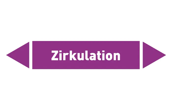 Pfeil Zirkulation violett/weiß 125x25 mm