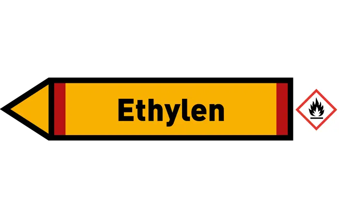 Pfeil links Ethylen gelb/schwarz 215x40 mm