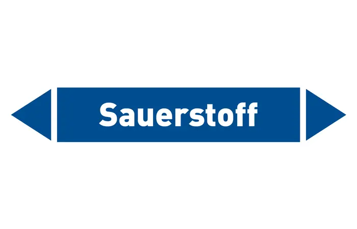 Pfeil Sauerstoff blau/weiß 215x40 mm