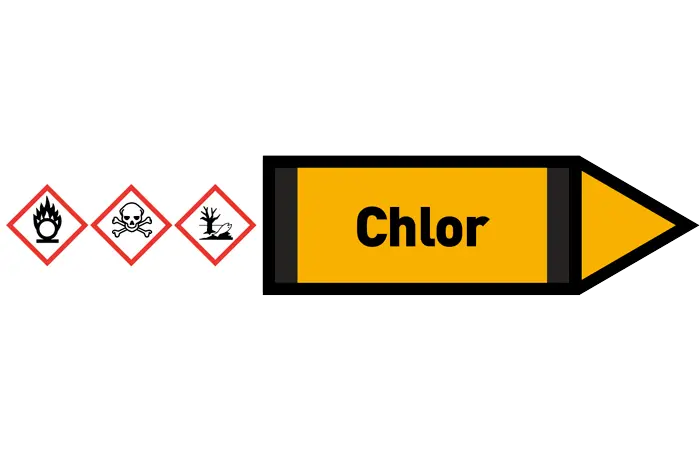 Pfeil rechts Chlor gelb/schwarz 125x25 mm
