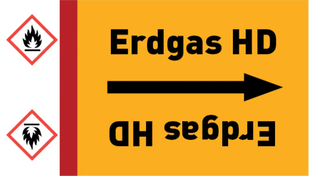 Kennzeichnungsband Erdgas HD gelb/schwarz bis Ø 50 mm 33 m/Rolle Kennzeichnungsband Erdgas HD gelb/schwarz bis Ø 50 mm 33 m/Rolle