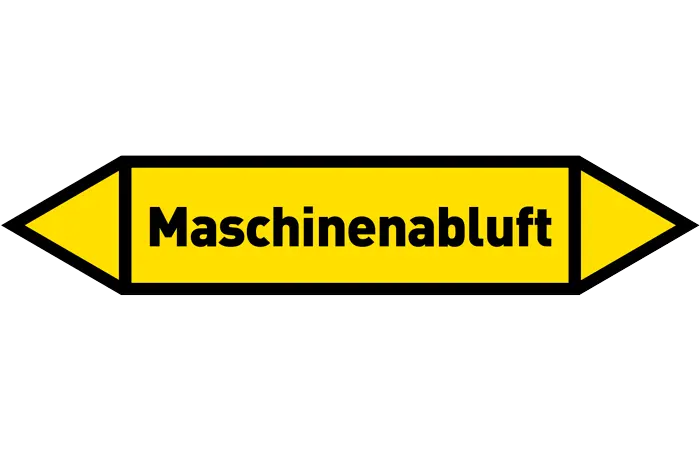 Pfeil Maschinenabluft gelb/schwarz 125x25 mm
