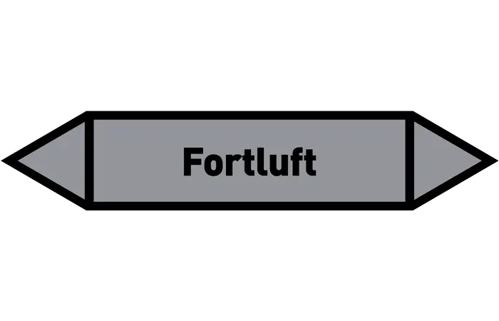 Pfeil Fortluft grau/schwarz 125x25 mm