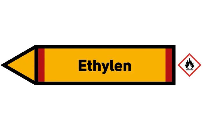 Pfeil links Ethylen gelb/schwarz 125x25 mm