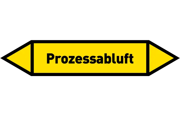 Pfeil Prozessabluft gelb/schwarz 125x25 mm