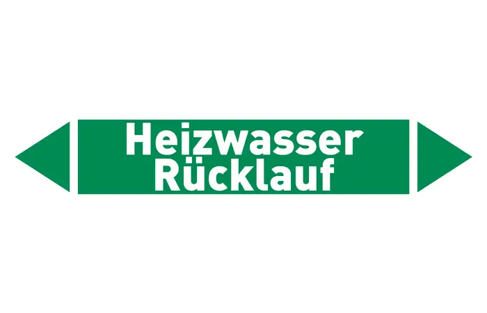Pfeil Heizwasser Rücklauf grün/weiß 215x40 mm