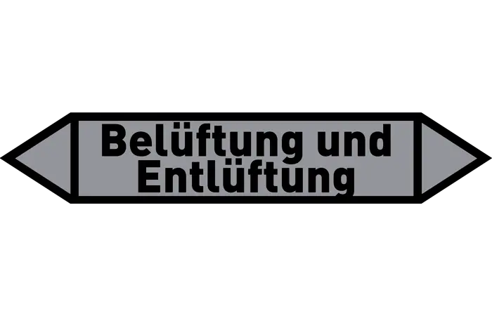Pfeil Belüftung und Entlüftung grau/schwarz 215x40 mm