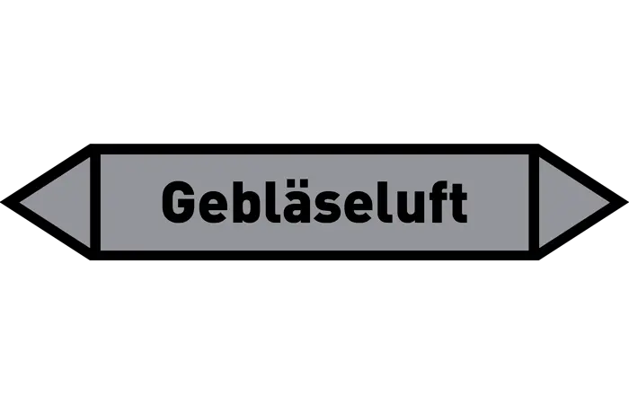 Pfeil Gebläseluft grau/schwarz 215x40 mm