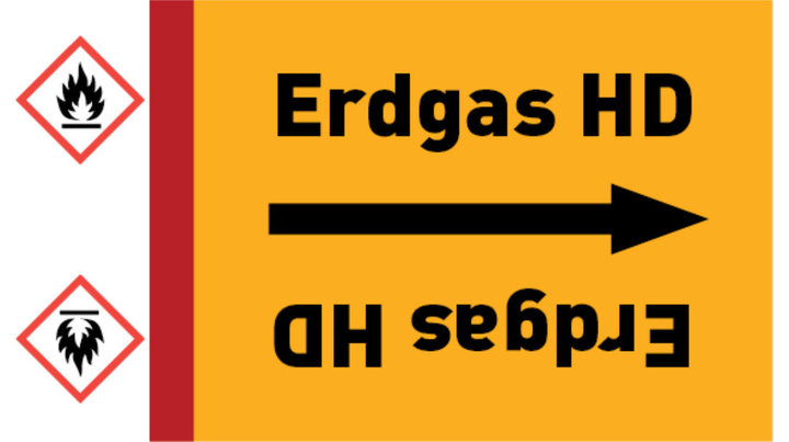 Kennzeichnungsband Erdgas HD gelb/schwarz bis Ø 50 mm 33 m/Rolle Kennzeichnungsband Erdgas HD gelb/schwarz bis Ø 50 mm 33 m/Rolle
