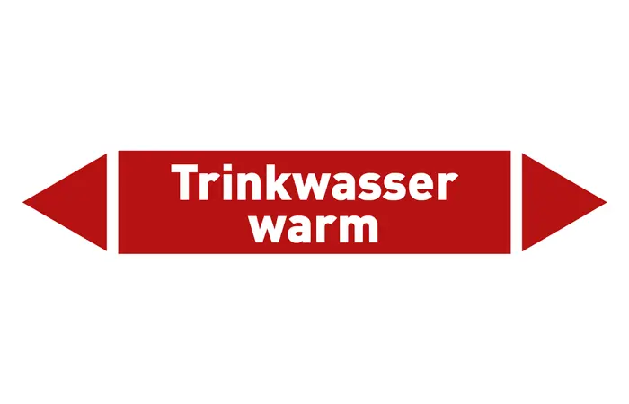 Pfeil Trinkwasser warm rot/weiß 125x25 mm