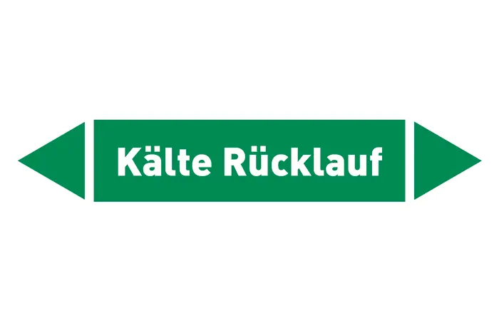 Pfeil Kälte Rücklauf grün/weiß 125x25 mm