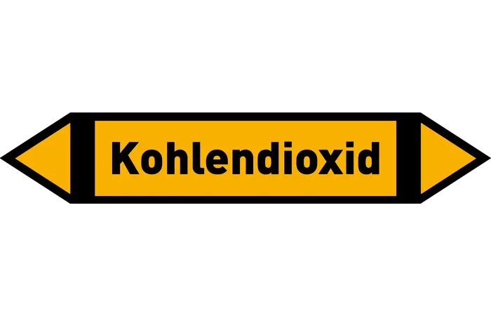 Pfeil Kohlendioxid gelb/schwarz 215x40 mm