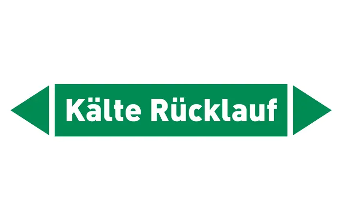 Pfeil Kälte Rücklauf grün/weiß 215x40 mm