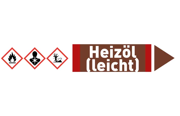 Pfeil rechts Heizöl (leicht) braun/weiß 215x40 mm