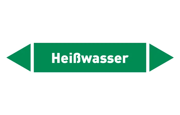 Pfeil Heißwasser grün/weiß 125x25 mm