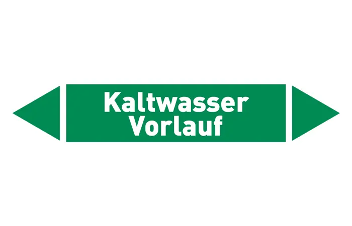 Pfeil Kaltwasser Vorlauf grün/weiß 125x25 mm