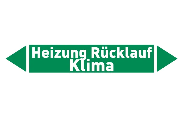 Pfeil Heizung Rücklauf Klima grün/weiß 215x40 mm