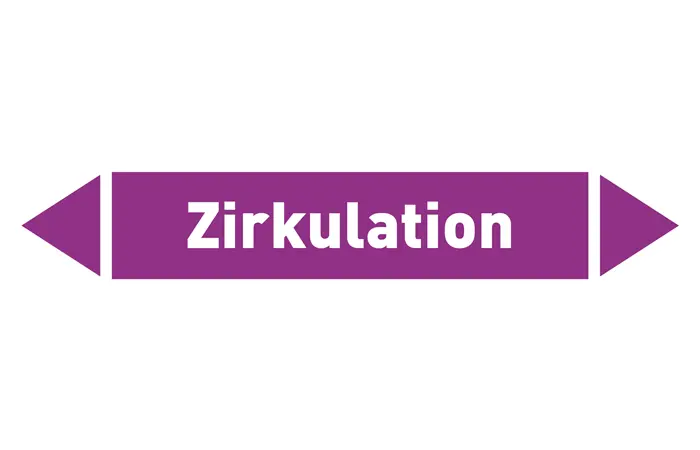Pfeil Zirkulation violett/weiß 215x40 mm
