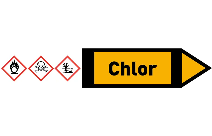 Pfeil rechts Chlor gelb/schwarz 215x40 mm