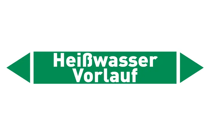 Pfeil Heißwasser Vorlauf grün/weiß 215x40 mm