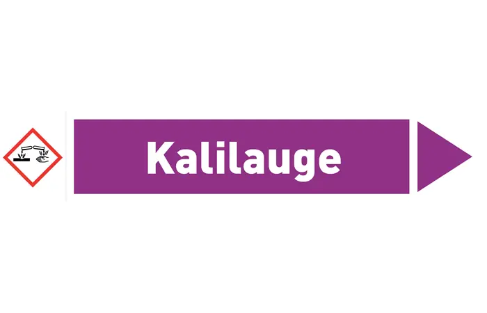 Pfeil rechts Kalilauge violett/weiß 215x40 mm