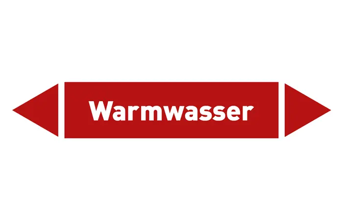 Pfeil Warmwasser rot/weiß 125x25 mm