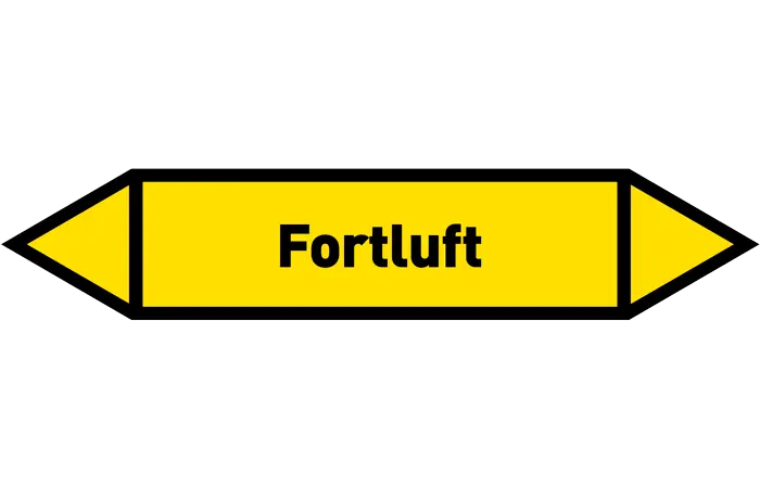 Pfeil Fortluft gelb/schwarz 125x25 mm